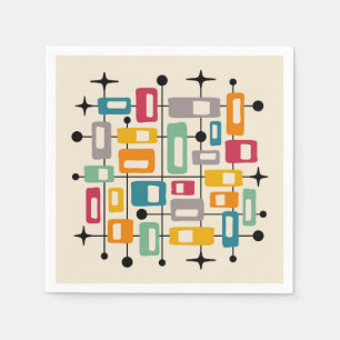 Farbenfrohe Retro Mitte des Jahrhunderts Moderne A Serviette
