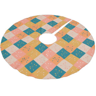 Farbenfrohe Retro Mitte Jahrhunderts Mod Atommuste Polyester Weihnachtsbaumdecke