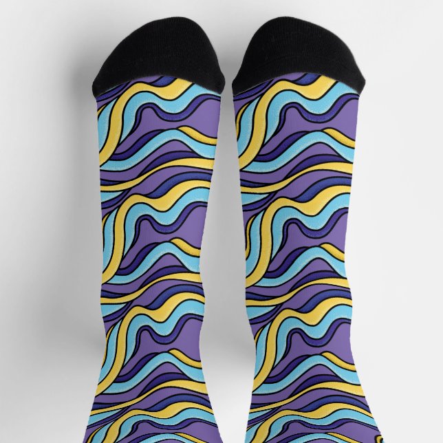 Farbenfrohe Retro Moderne Waves Crazy Funky Socken (Oben)