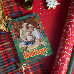 Farbenfrohe Retro moderne Weihnachtskarte Einladung