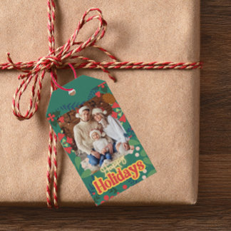 Farbenfrohe Retro moderne Weihnachtskarte Geschenkanhänger