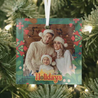 Farbenfrohe Retro moderne Weihnachtskarte Ornament Aus Glas