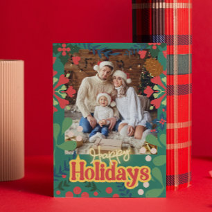 Farbenfrohe Retro moderne Weihnachtskarte Postkarte