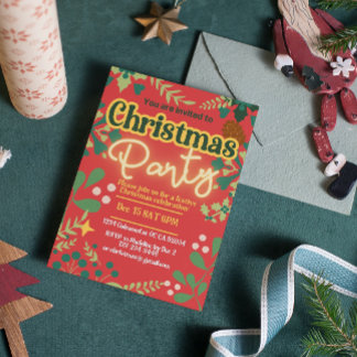 Farbenfrohe Retro moderne Weihnachtszeit botanisch Einladung