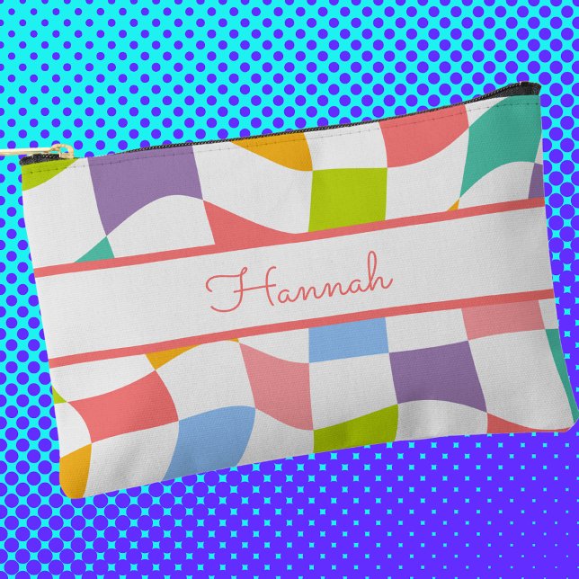 Farbenfrohe Retro Modernes Prüfmuster Zubehörtasche (Von Creator hochgeladen)