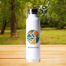 Farbenfrohe Retro Mountain Adventure Camping Trinkflasche