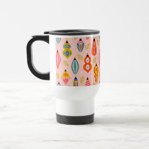 Farbenfrohe Retro-Ornamente Weihnachtsmuster Reisebecher