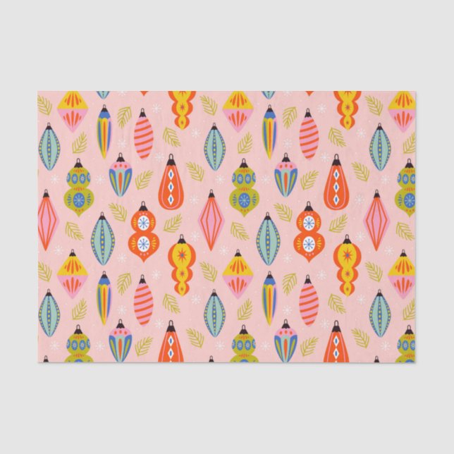 Farbenfrohe Retro-Ornamente Weihnachtsmuster Seidenpapier (Vorderseite)