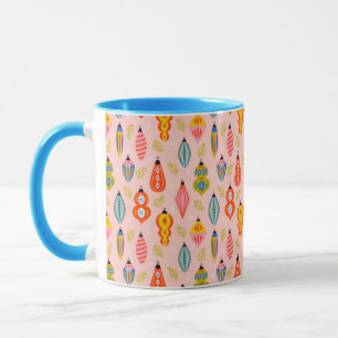 Farbenfrohe Retro-Ornamente Weihnachtsmuster Tasse