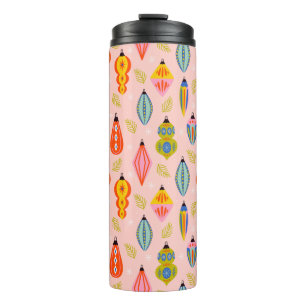 Farbenfrohe Retro-Ornamente Weihnachtsmuster Thermosbecher