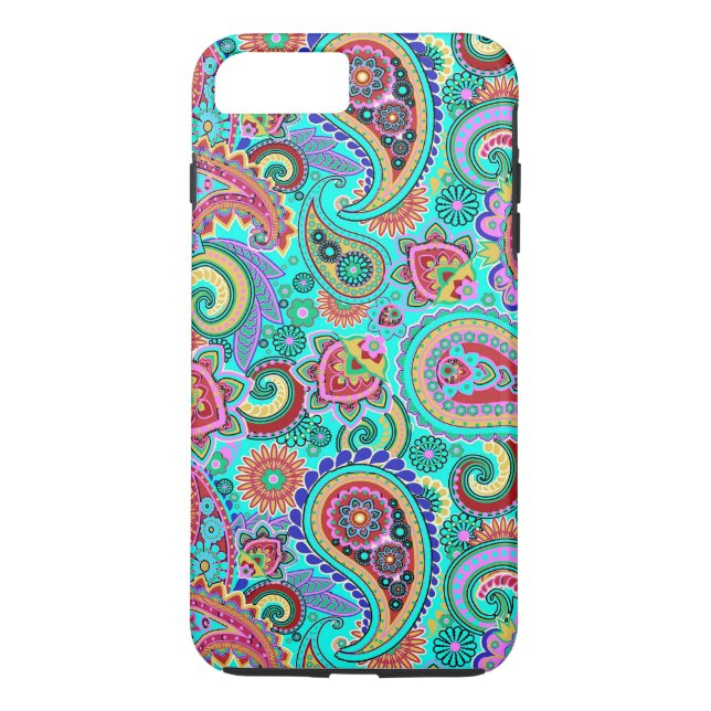 Farbenfrohe Retro Paisley 2a Case-Mate iPhone Hülle (Rückseite)
