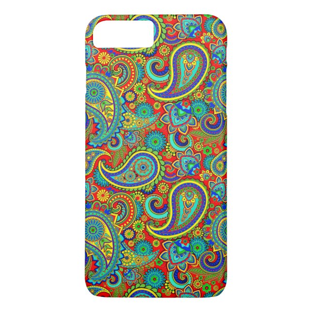 Farbenfrohe Retro Paisley Case-Mate iPhone Hülle (Rückseite)