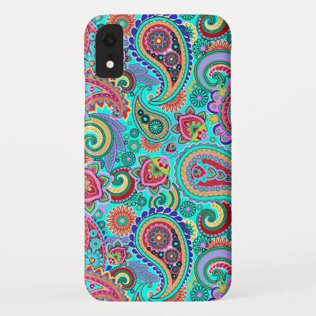 Farbenfrohe Retro Paisley Case-Mate iPhone Hülle (Rückseite)