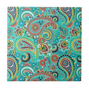 Farbenfrohe Retro Paisley Fliese