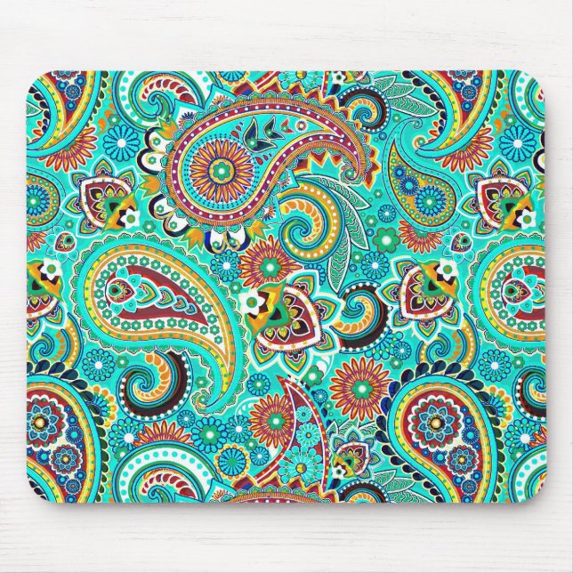 Farbenfrohe Retro Paisley Mousepad (Vorne)