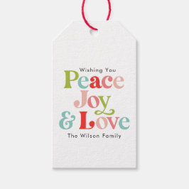 Farbenfrohe Retro Peace Joy & Liebe Weihnachten Fa Geschenkanhänger
