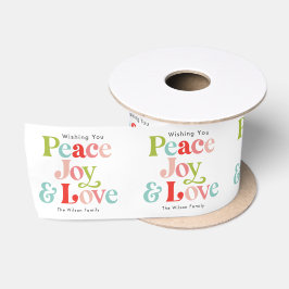 Farbenfrohe Retro Peace Joy & Liebe Weihnachten Fa Satinband