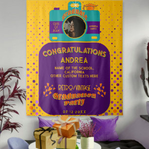 Farbenfrohe Retro Playful Grad Party Vintage Kunst Wandteppich