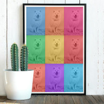 Farbenfrohe Retro-Pop Art Custom Dog Pet Foto Grid
