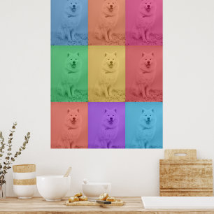 Farbenfrohe Retro-Pop Art Custom Dog Pet Foto Grid Poster