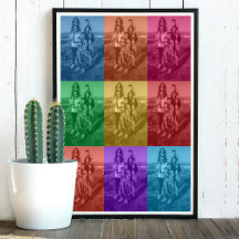Farbenfrohe Retro Pop Art Familienfreundliches Fot