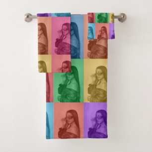 Farbenfrohe Retro Pop Modernes Foto Grill Badhandtuch Set