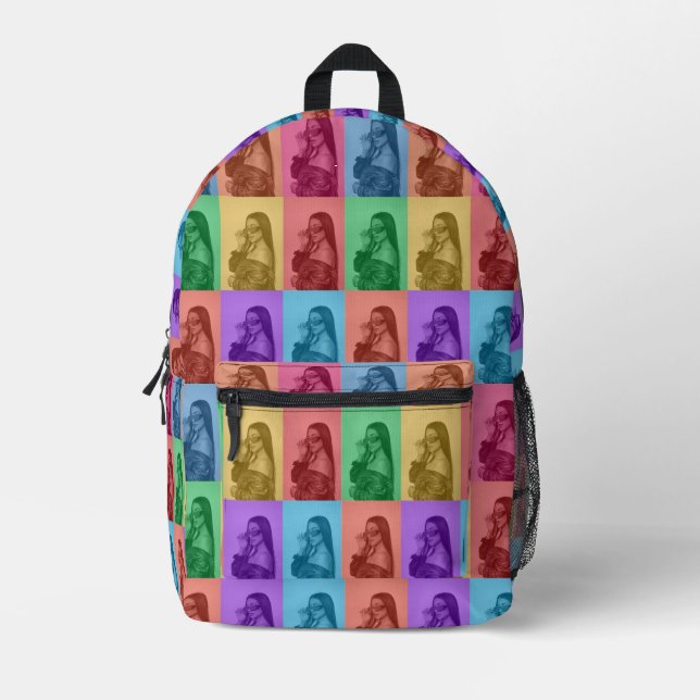 Farbenfrohe Retro Pop Modernes Foto Grill Bedruckter Rucksack (Vorderseite)