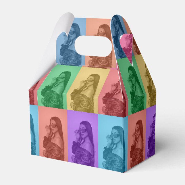 Farbenfrohe Retro Pop Modernes Foto Grill Geschenkschachtel (Vorderseite)