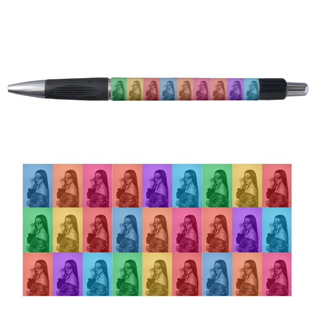 Farbenfrohe Retro Pop Modernes Foto Grill Kugelschreiber (Colorful Retro Pop Art Modern Custom Photo Grid Pen)