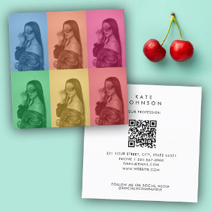Farbenfrohe Retro Pop Modernes Foto Grill Quadratische Visitenkarte