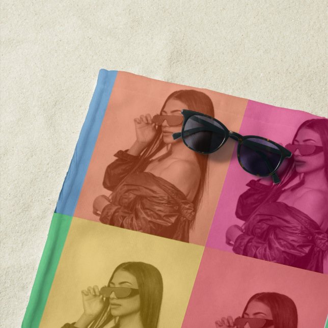 Farbenfrohe Retro Pop Modernes Foto Grill Strandtuch (Beispiel)