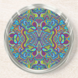 Farbenfrohe Retro Psychedelic Abstrakte Wirbel Getränkeuntersetzer