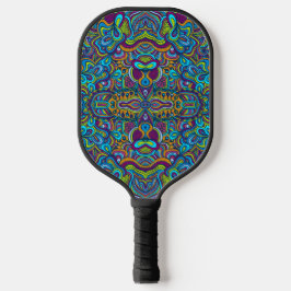 Farbenfrohe Retro Psychedelic Abstrakte Wirbel Pickleball Schläger