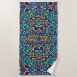 Farbenfrohe Retro Psychedelic Abstrakte Wirbel Strandtuch