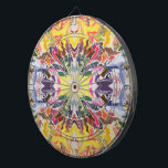 Farbenfrohe Retro Psychedelic Kaleidoskop Abstrakt Dartscheibe<br><div class="desc">Dartboard Dart Board Dart wirft lustiges Set-Wettkampf-Spiel und funktionale Wand hängen Kunstdekor gedruckt mit einem farbenfrohen Retro Psychedelic Kaleidoskop Abstrakte Kunst Design vier Teile gespiegelt Bild wiederholende Muster grafische Illustration von TheFabricSeal Print on Demand Shop unter Zazzle.com #ZazzleMade ©️ Original. https://www.zazzle.com/store/thefabricseal Dieses Kunstwerk enthält viele wunderschöne grüne Farbkombinationen, darunter blaue,...</div>
