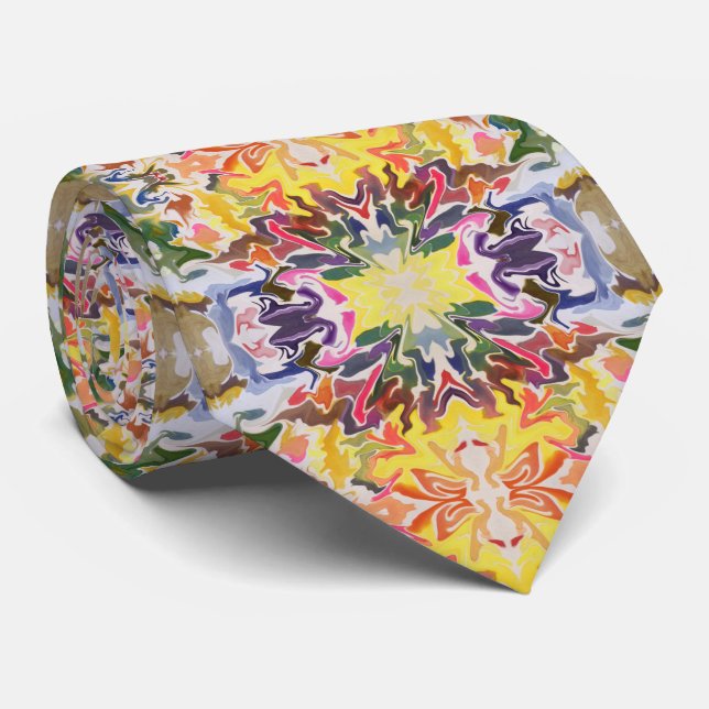Farbenfrohe Retro Psychedelic Kaleidoskop Abstrakt Krawatte (Gerollt)