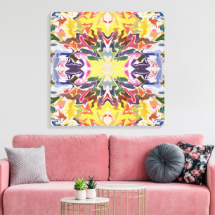 Farbenfrohe Retro Psychedelic Kaleidoskop Abstrakt Leinwanddruck