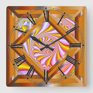 Farbenfrohe Retro Quadratische Wanduhr