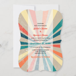 Farbenfrohe Retro-Rainbow-Sonnenbrust-Hochzeit Einladung