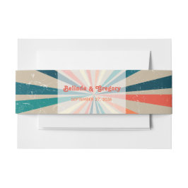 Farbenfrohe Retro-Rainbow-Sonnenbrust-Hochzeit Einladungsbanderole