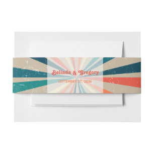 Farbenfrohe Retro-Rainbow-Sonnenbrust-Hochzeit Einladungsbanderole