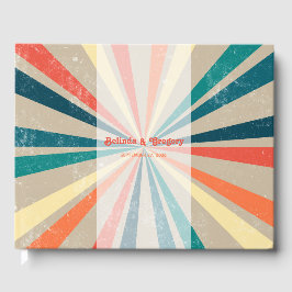 Farbenfrohe Retro-Rainbow-Sonnenbrust-Hochzeit Gästebuch
