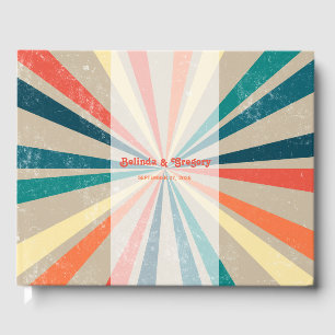 Farbenfrohe Retro-Rainbow-Sonnenbrust-Hochzeit Gästebuch