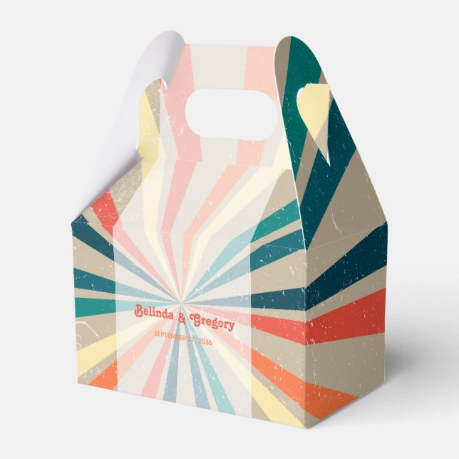 Farbenfrohe Retro-Rainbow-Sonnenbrust-Hochzeit Geschenkschachtel (Vorderseite)