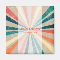 Farbenfrohe Retro-Rainbow-Sonnenbrust-Hochzeit