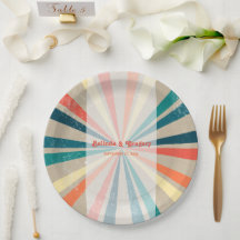 Farbenfrohe Retro-Rainbow-Sonnenbrust-Hochzeit