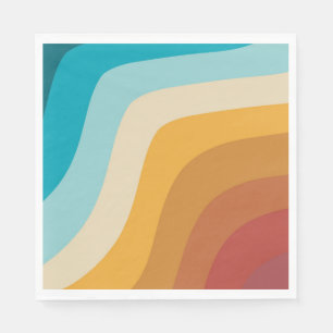 Farbenfrohe Retro-Regenbogen-Abstract-Wellen Serviette