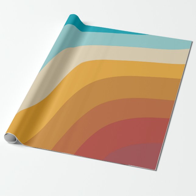 Farbenfrohe Retro-Regenbogen-Abstrakte Wellen Geschenkpapier (Ungerollt)