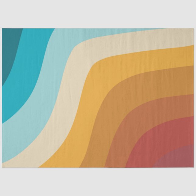 Farbenfrohe Retro-Regenbogen-Abstrakte Wellen Seidenpapier (Vorderseite)