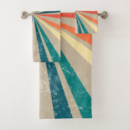 Farbenfrohe Retro-Regenbogen-Sonnenbrust Badhandtuch Set
